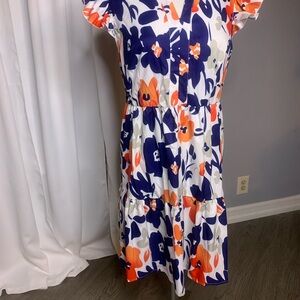 SHEIN Curve Navy and White Floral Dress